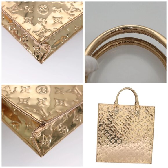 LOUIS VUITTON Monogram Miroir Sac Plat Hand Bag Gold Dore - Picture 10 of 15